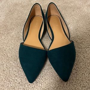 J. Crew academic green Zoe sueded d’Orsay flats, 8.5